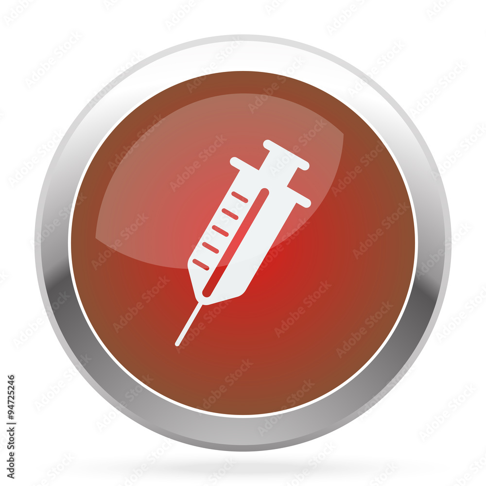 White Syringe icon on red web app button White Syringe icon on red web app button