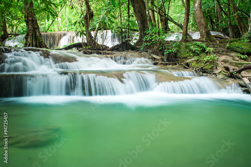 Huay Mae Khamin waterfall in tropical forest  Thailand 