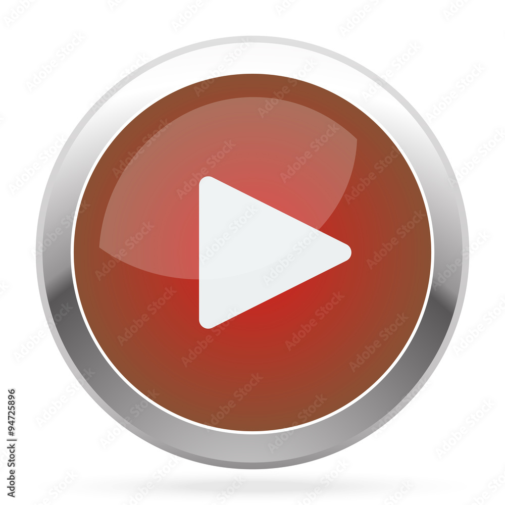 White Play icon on red web app button White Play icon on red web app button