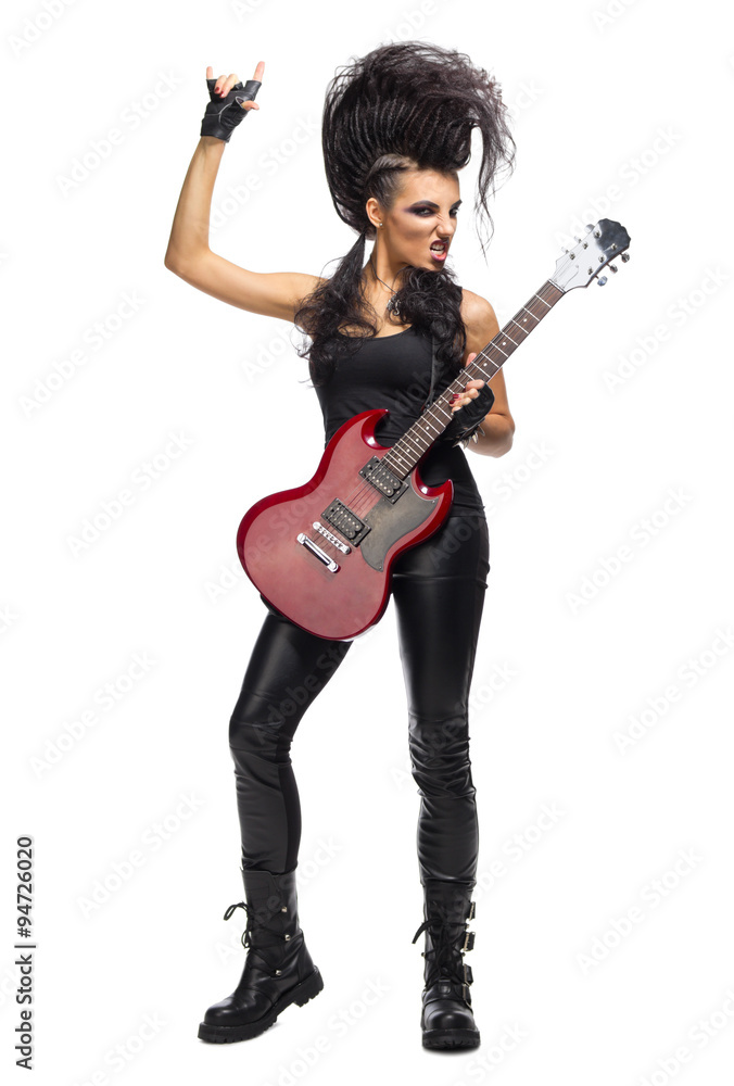 Rock musician in leather clothing