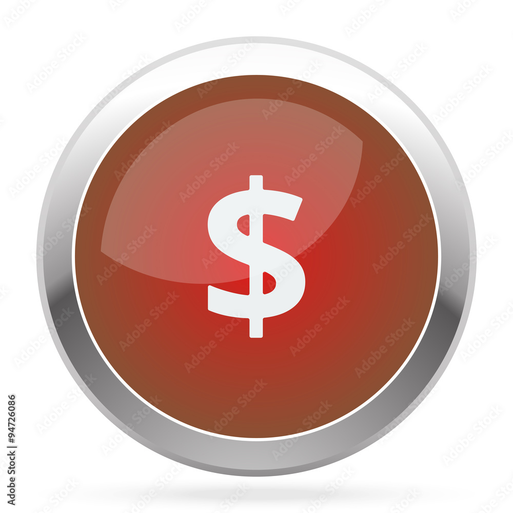 White Dollar icon on red web app button White Dollar icon on red web app button
