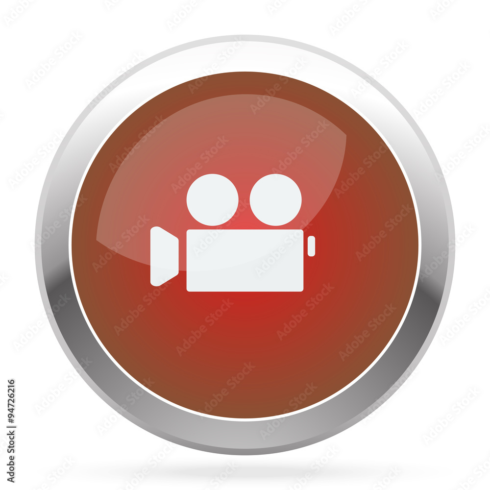 White Video Camera icon on red web app button White Video Camera icon on red web app button
