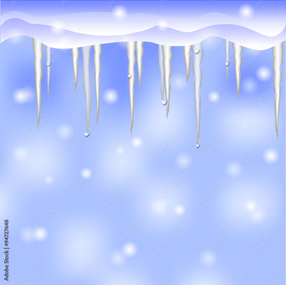 Winter background with icicles