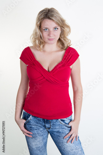 Young and pretty girl with a red top
