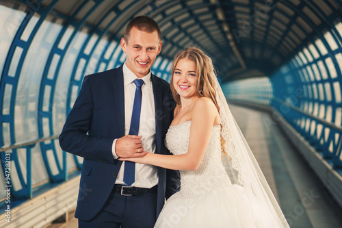 Wedding couple in tunnel