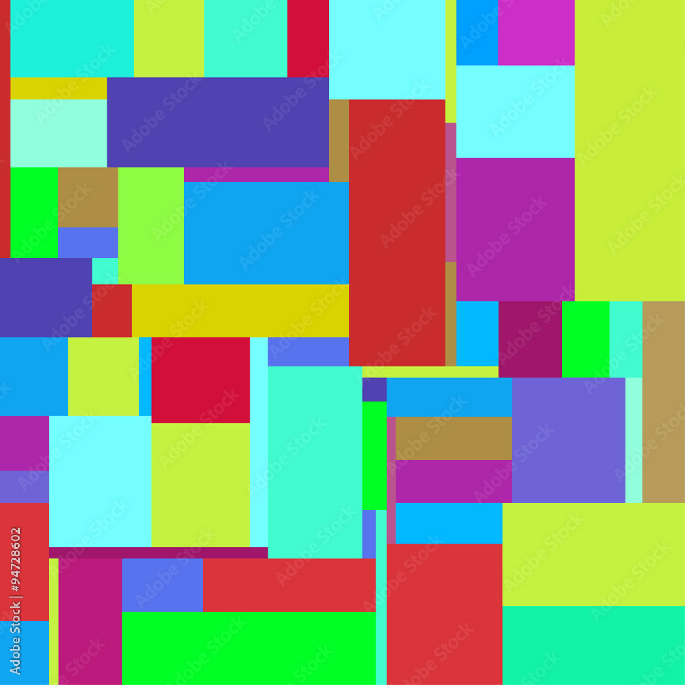 Flat colorful pattern with chaotic rectangles