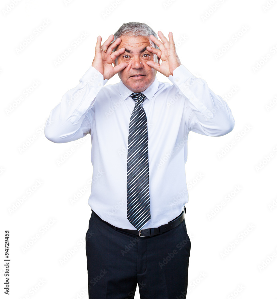 man opening the eyes