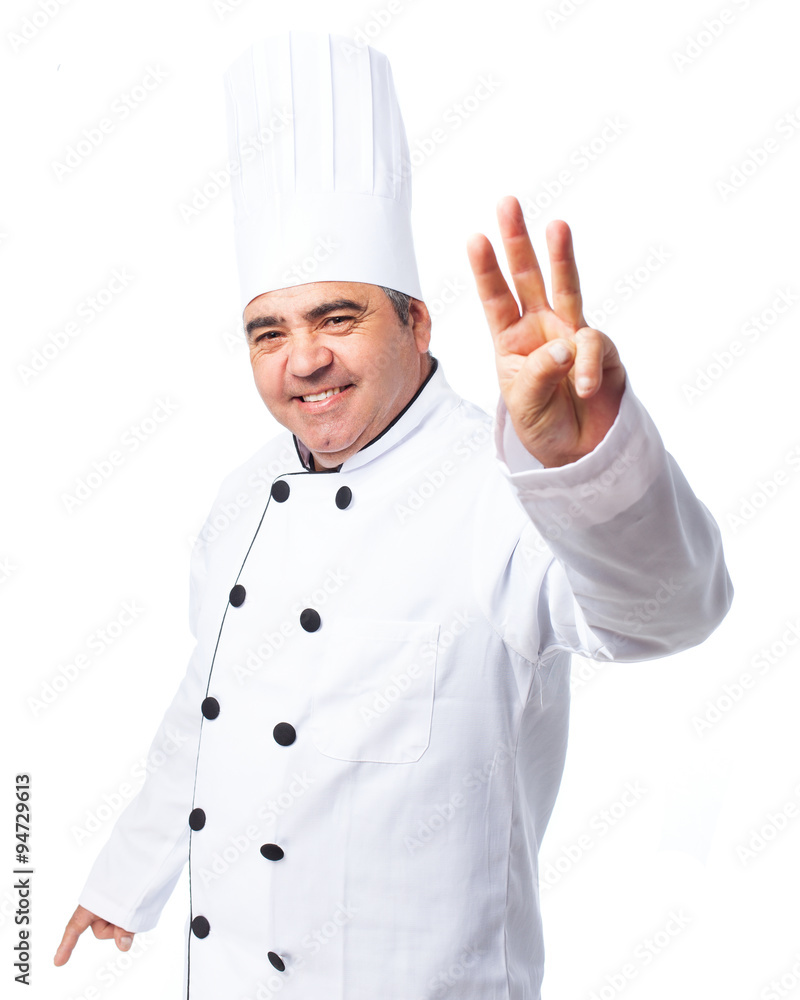 portrait of a cook man doing a number three portrait of a cook man doing a number three
