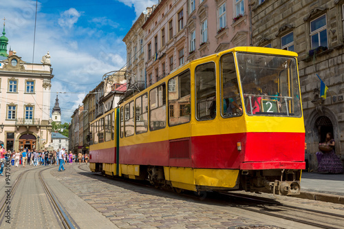 Old tram is in the historic center of Lviv. © Sergii Figurnyi