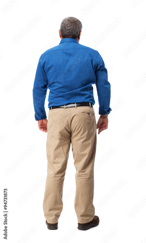 full body mature man standing over white full body mature man standing over white