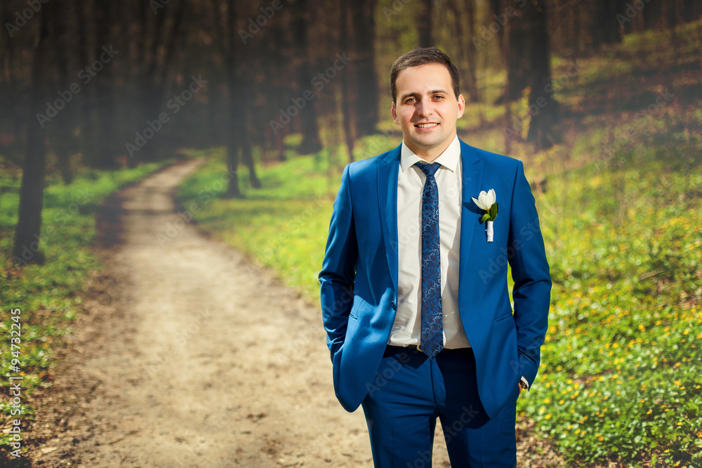 Man groom in forest Man groom in forest