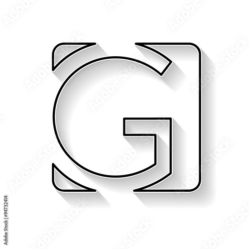 Vector initial letter G. Sign made with black line