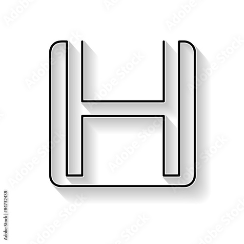 Vector initial letter H. Sign made with black line