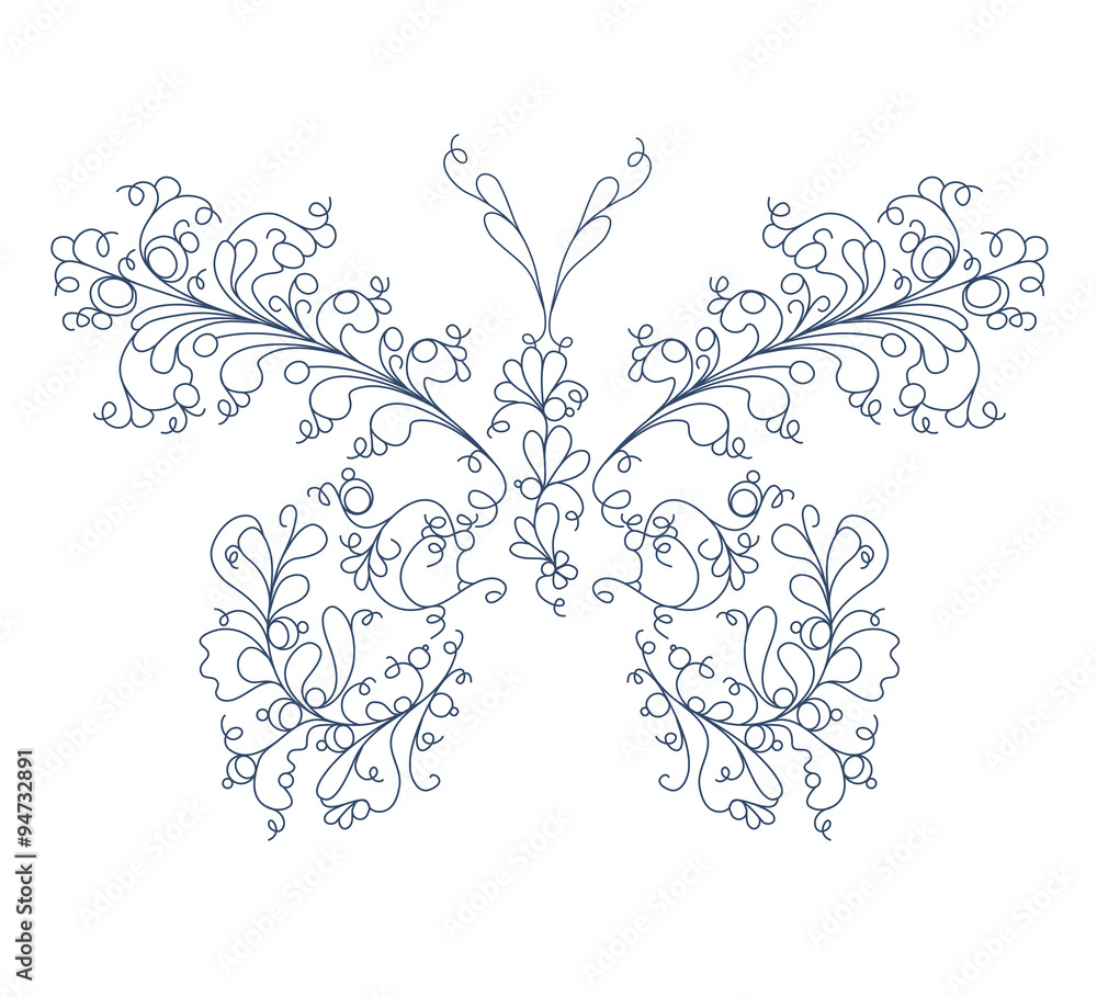 Fototapeta premium Hand drawn floral butterfly