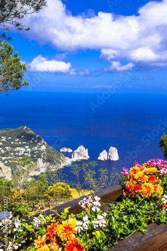 Italian holidays - Capri island, view with Faraglioni rocks