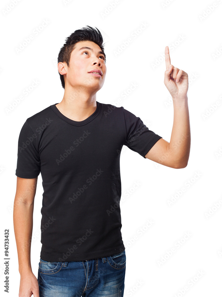 cool chinese-man pointing up cool chinese-man pointing up