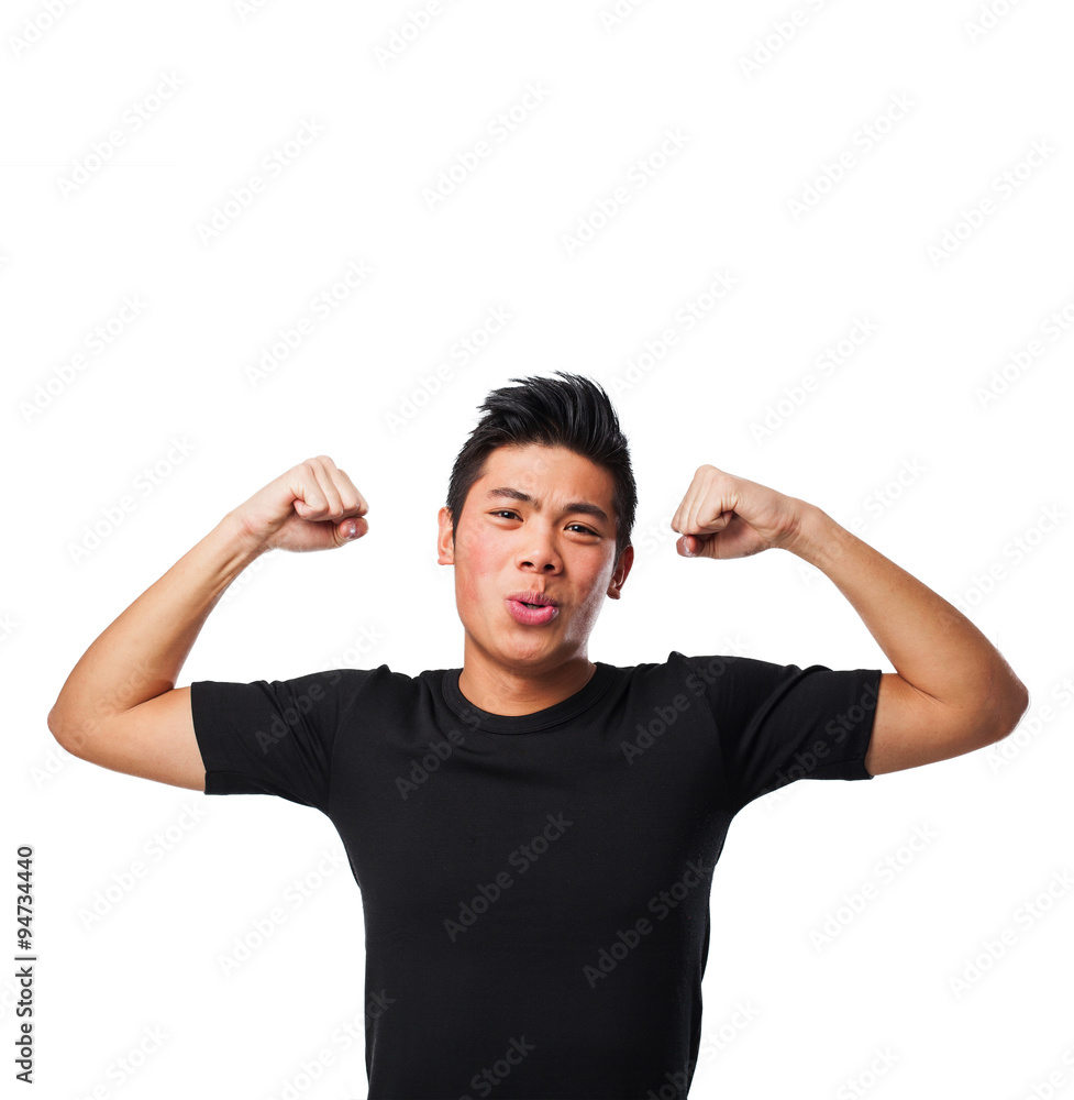 chinese man doing a strong gesture chinese man doing a strong gesture