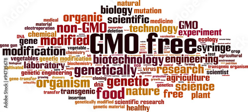 GMO free word cloud concept. Vector illustration