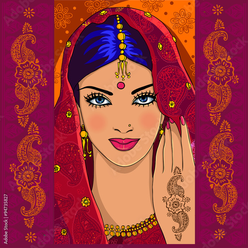 Indian woman with mehndi 