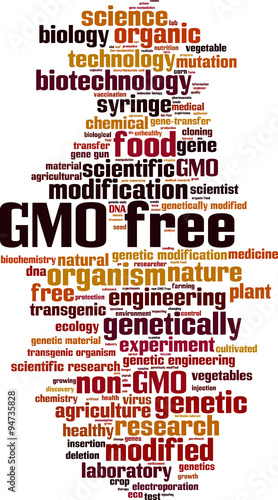 GMO free word cloud concept. Vector illustration