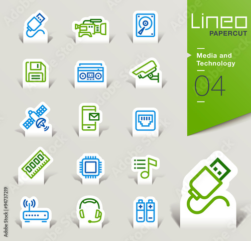 Lineo Papercut - Media and Technology outline icons