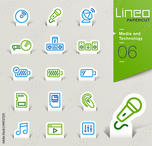 Lineo Papercut - Media and Technology outline icons
