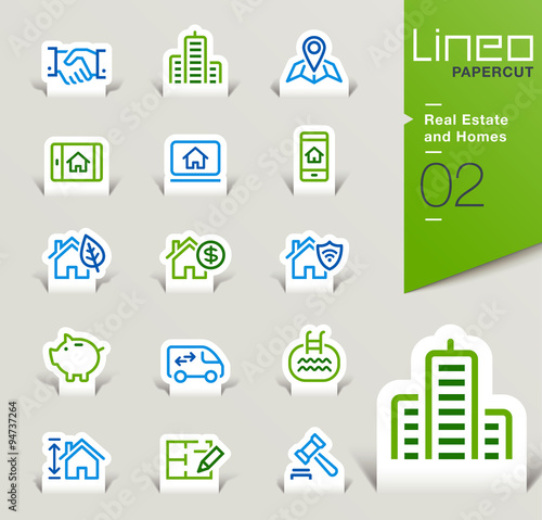 Lineo Papercut - Real Estate and Homes outline icons