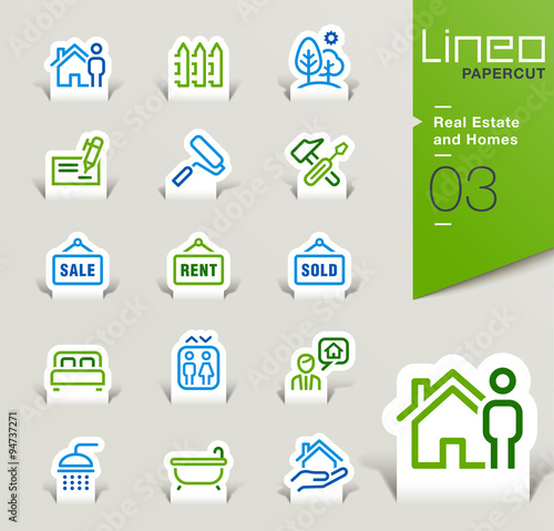 Lineo Papercut - Real Estate and Homes outline icons