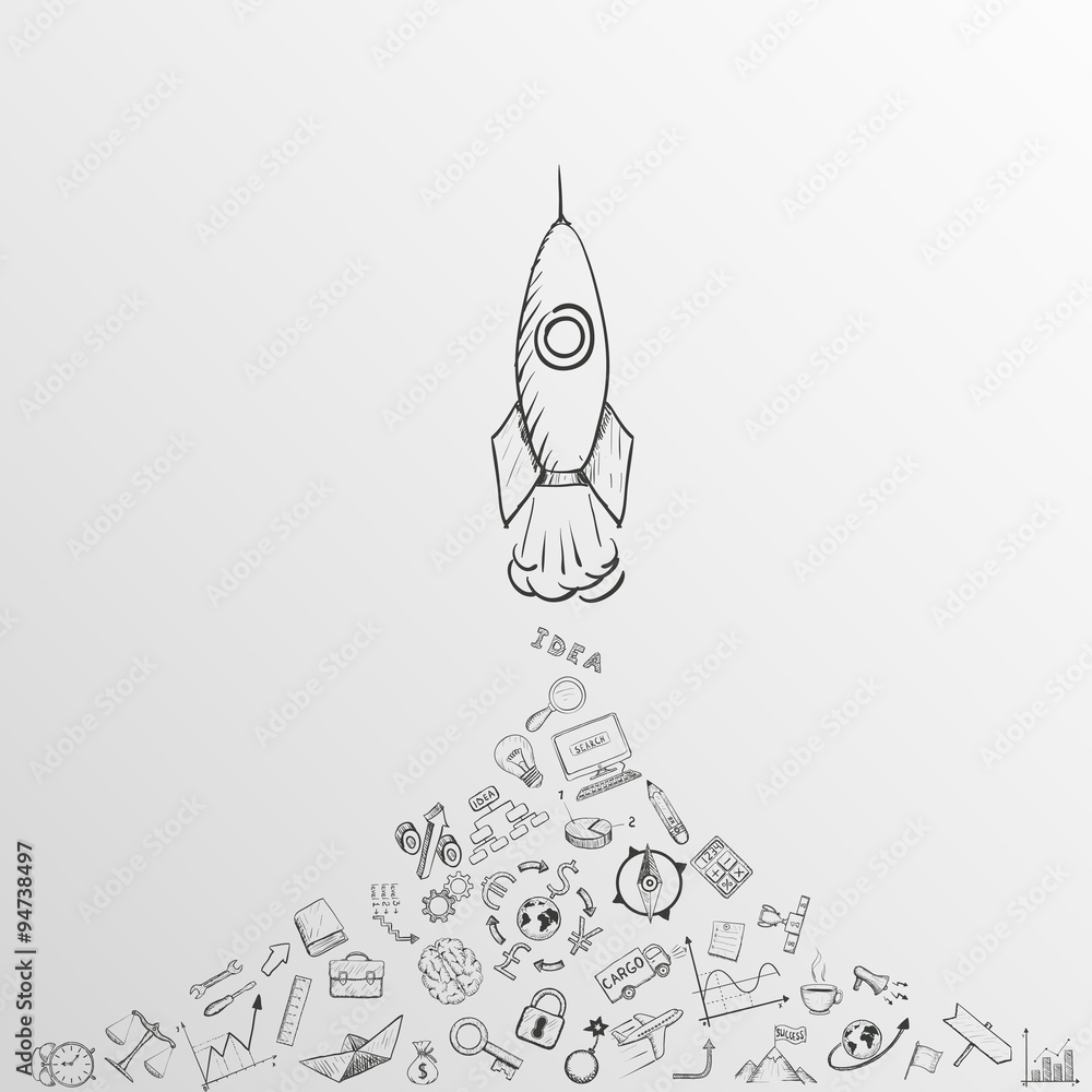 Rocket takes off. Rocket takes off.