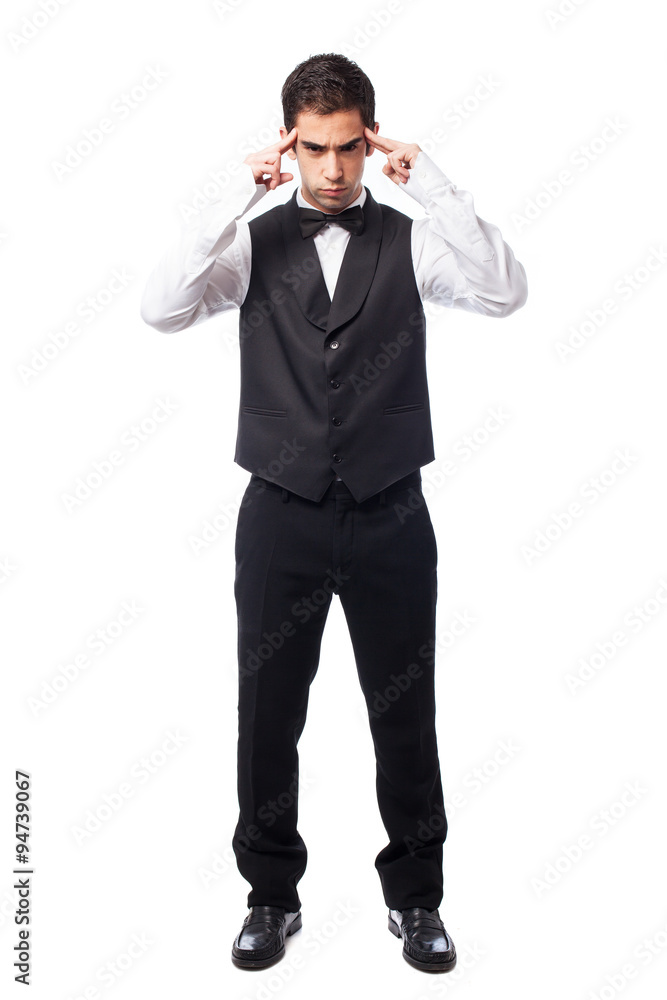 concentrated waiter on white concentrated waiter on white