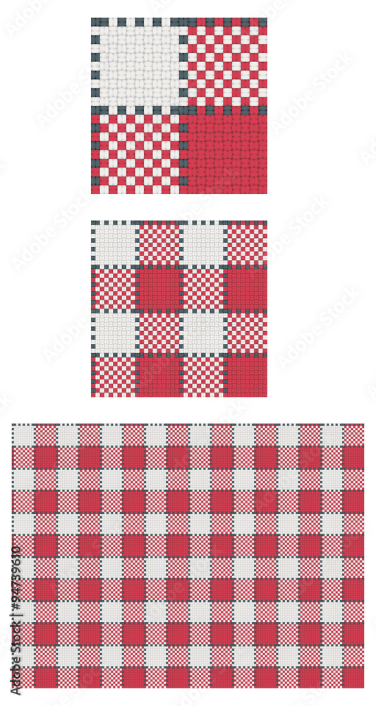 Tissu : motif de carreaux normands rouges et blancs, nappe Stock Vector |  Adobe Stock