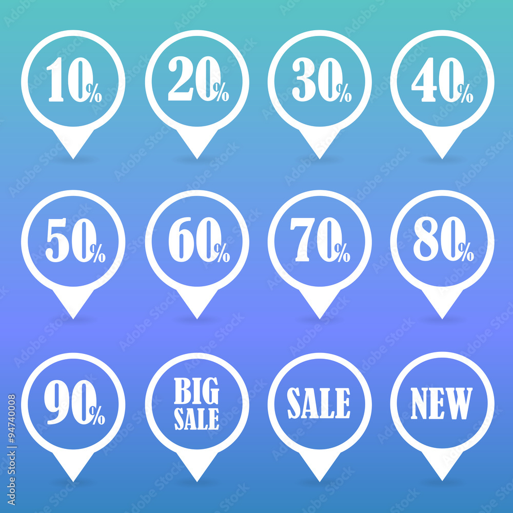 Discount Sale pin map icon. Map pointer, markers.