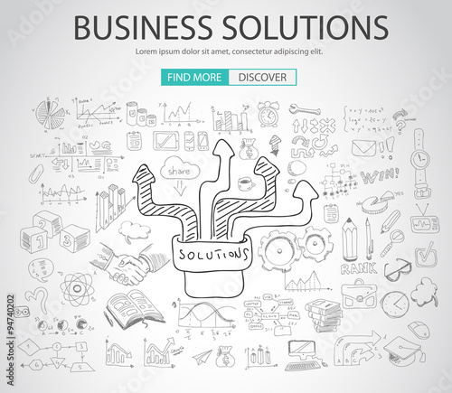 Business Solutions concept  with Doodle design style
