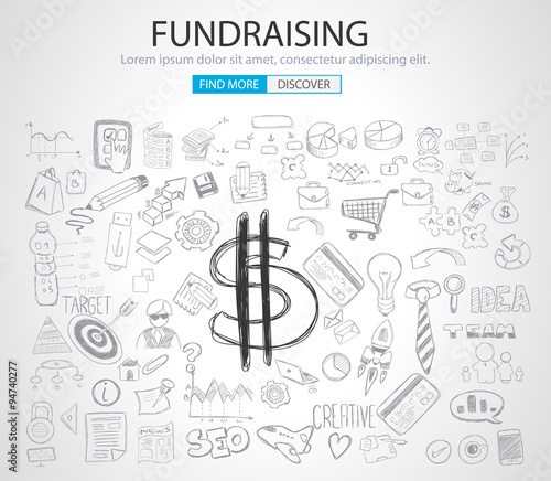 Fundraising concept with Doodle design style