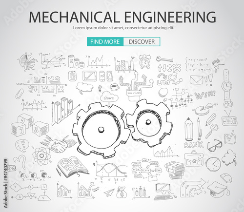 Mechanical Engineering concept with Doodle design style