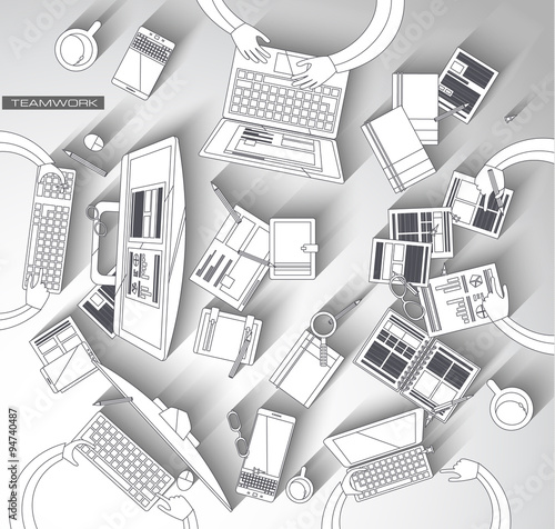 Teamwork Concept with . Doodle design style