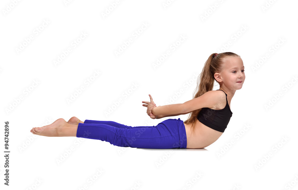girl in blue clothing doing yoga exercises girl in blue clothing doing yoga exercises