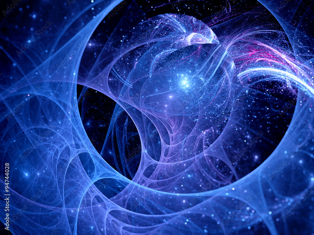 Fototapeta premium Blue glowing trajectories in space