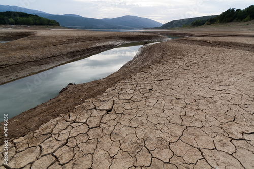 Arid Times - After a long period without rain a river Cetina in Croatia) and it's lake are dry, ground