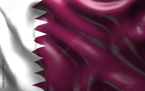  Flag of the Qatar waving in the wind