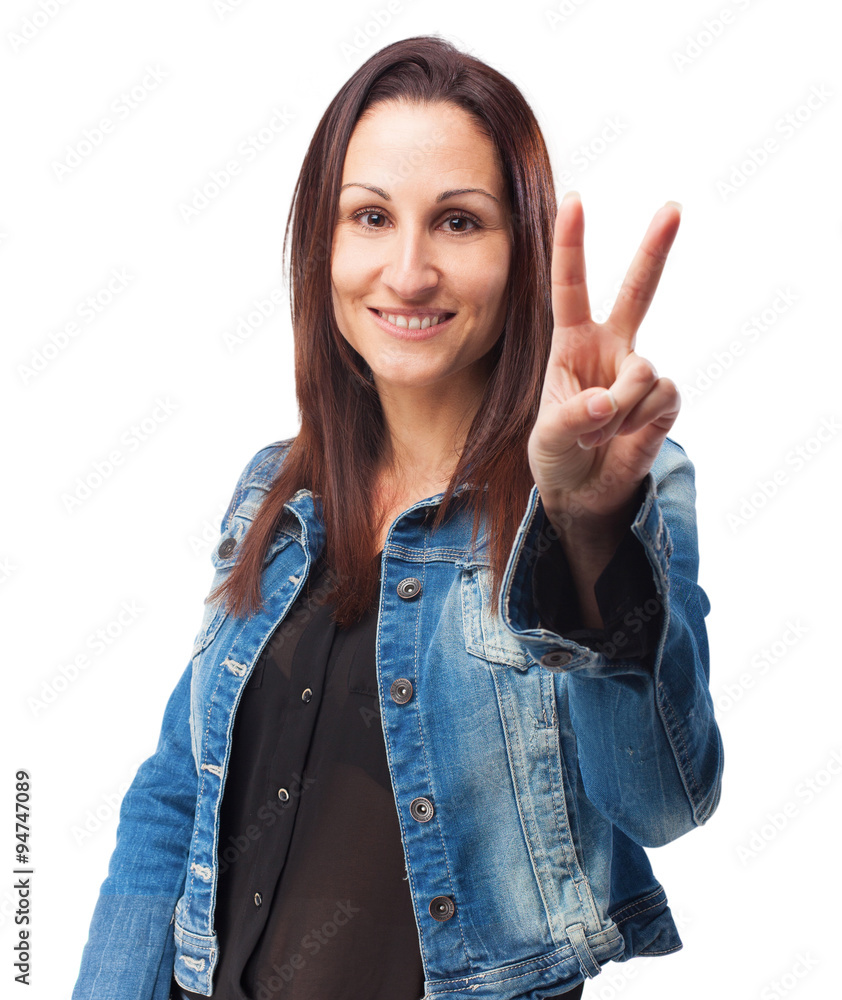 woman doing a number two gesture woman doing a number two gesture