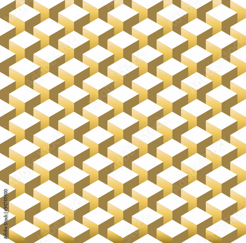 Gold isometric 3d retro cube seamless pattern