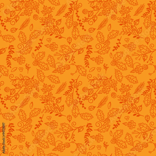 Fall, Autumn or Thanksgiving Vector Flower Pattern - Seamless and Tileable