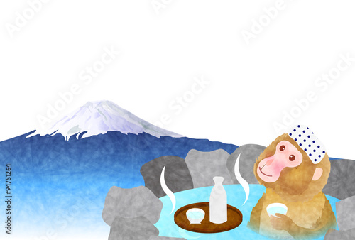 申　温泉　富士山　年賀状