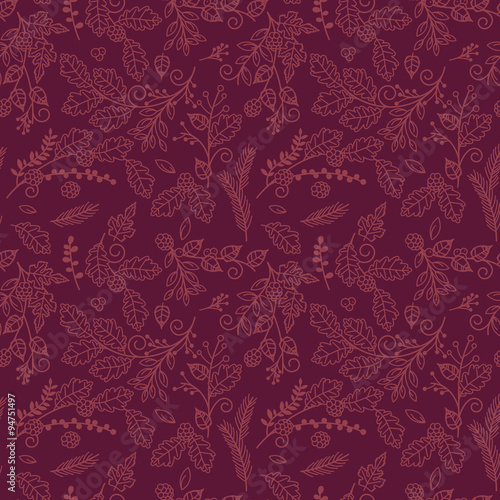 Fall, Autumn or Thanksgiving Vector Flower Pattern - Seamless and Tileable