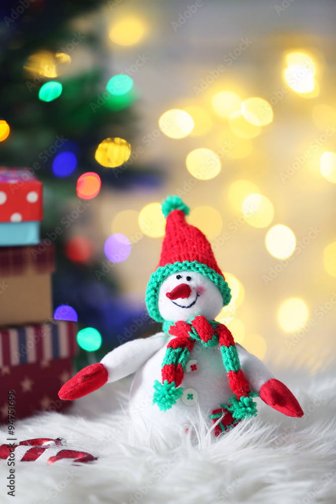 Cute snowman on Christmas background Cute snowman on Christmas background