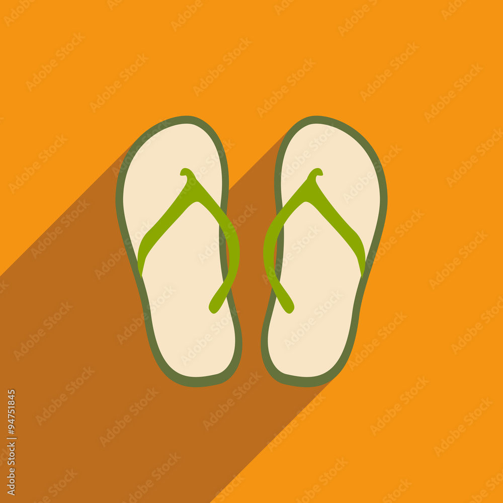 Flat with shadow icon and mobile application beach slippers Flat with shadow icon and mobile application beach slippers