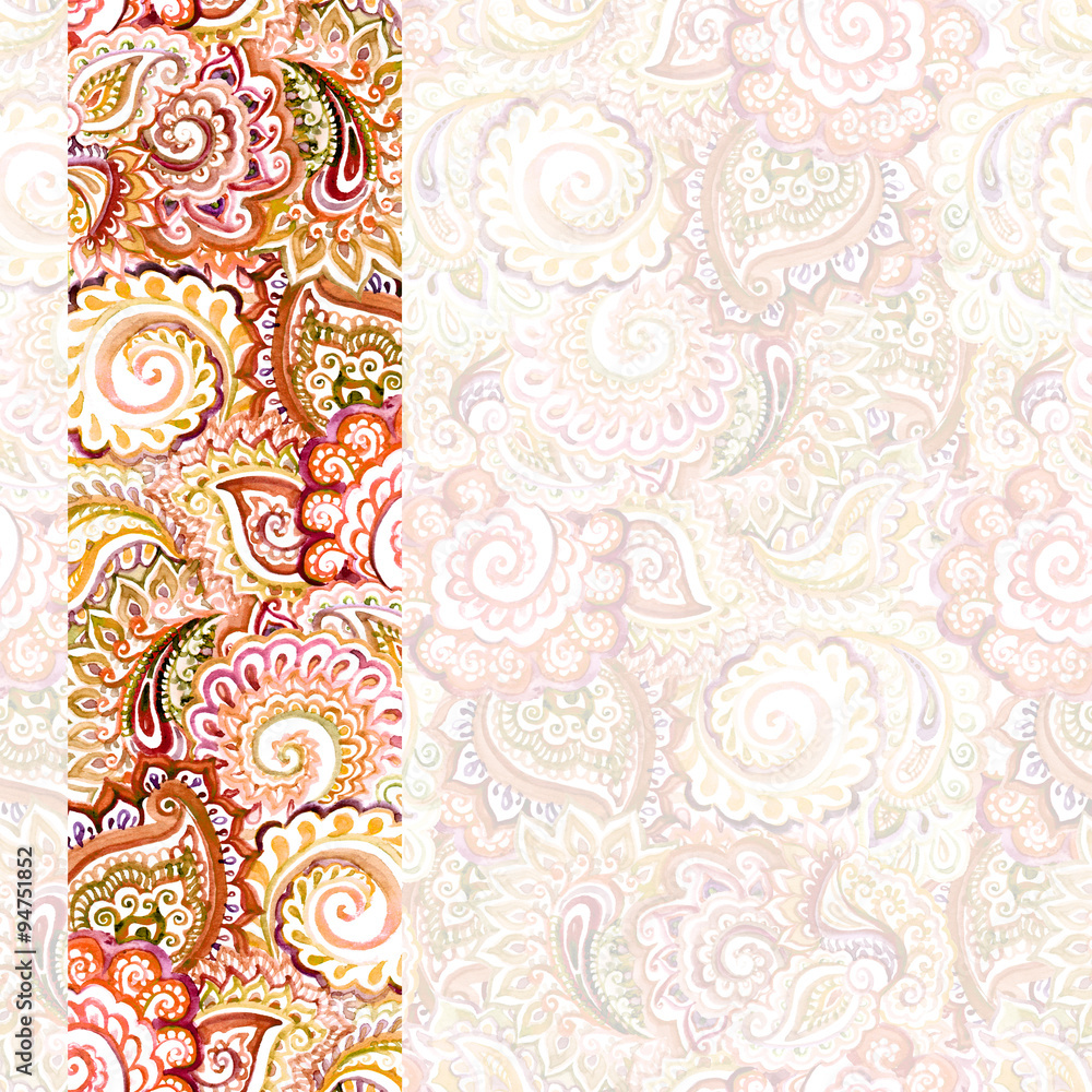 Fototapeta premium lace stripe with subtle arabic ornament on ornate light backdrop