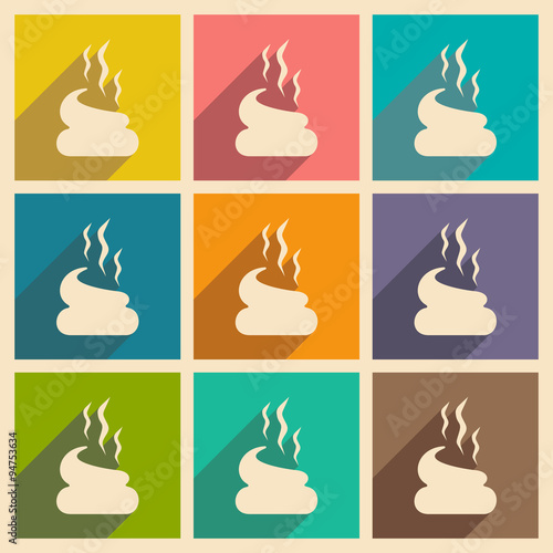 Flat with shadow concept and mobile application poop