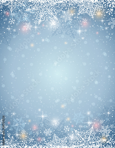grey background with  frame of snowflakes,  vector